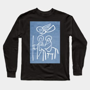 Virgin Mary, Saint Joseph and angel illustration Long Sleeve T-Shirt